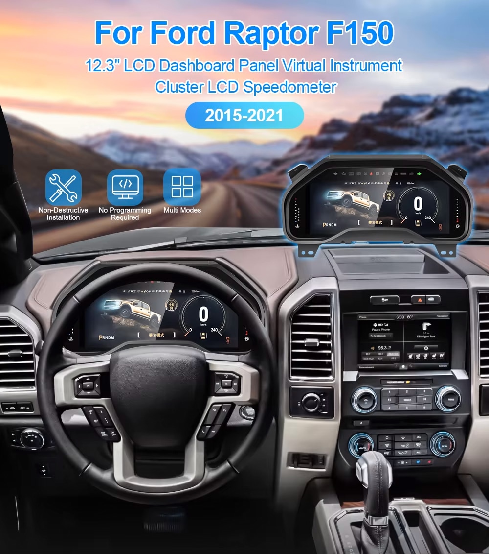 Installed F150 Raptor digital instrument cluster inside cabin