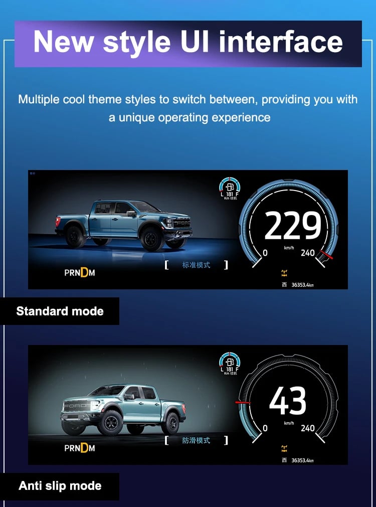 Raptor style off-road interface on digital instrument cluster