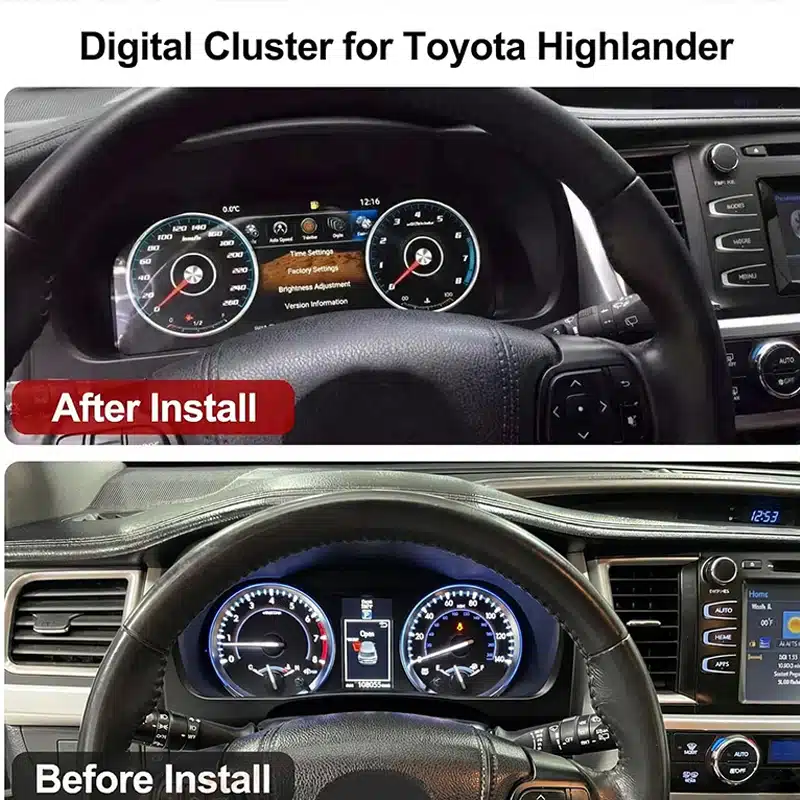 Toyota Highlander instrument cluster before and after digital upgrade