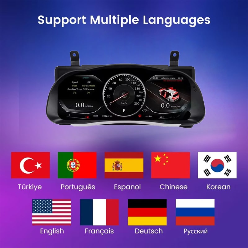 Multilingual Toyota Highlander digital instrument display