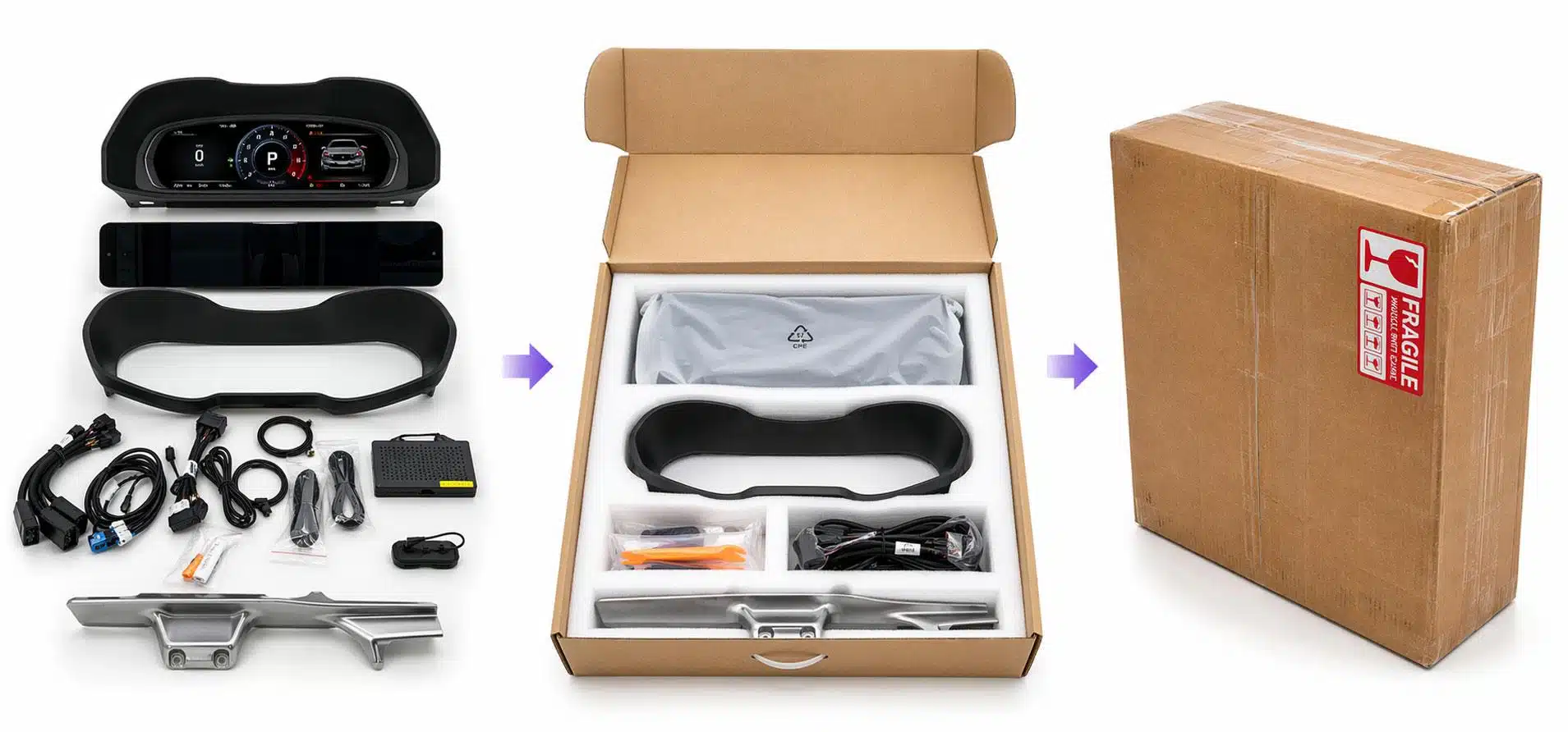 Protective shipping setup for automotive electronics packaging
