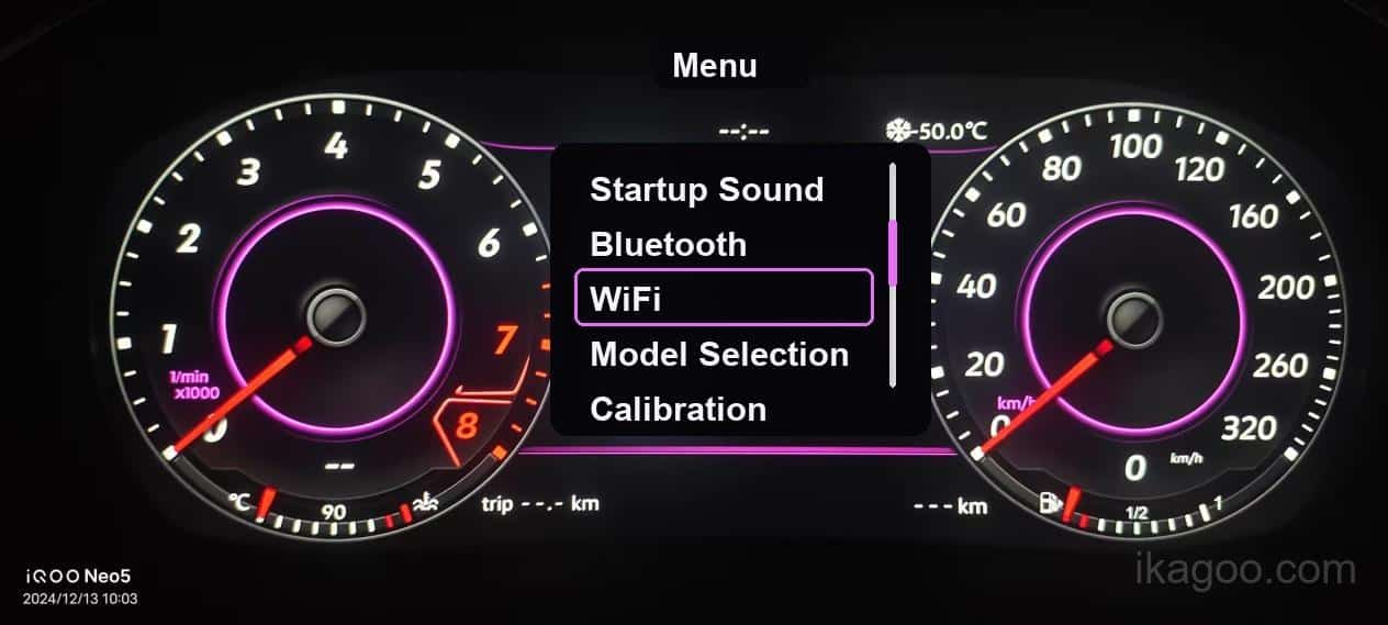 iKagoo VW Audi Digital Instrument Cluster Användarmanual 14 Volkswagen Audi digital instrumentkluster Wi-Fi-servicemenyskärm