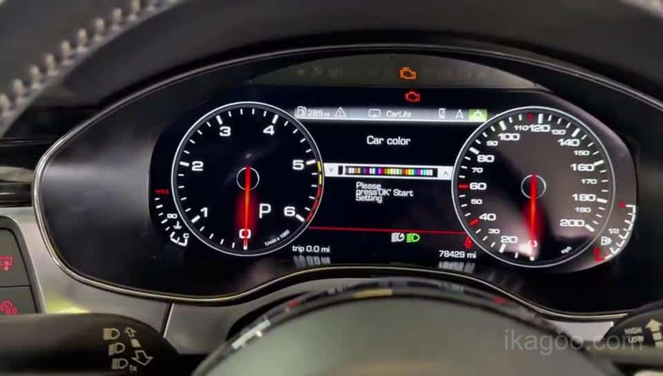 Audi A6 C7 digital clustermeny och slutlig displayverifiering efter installation