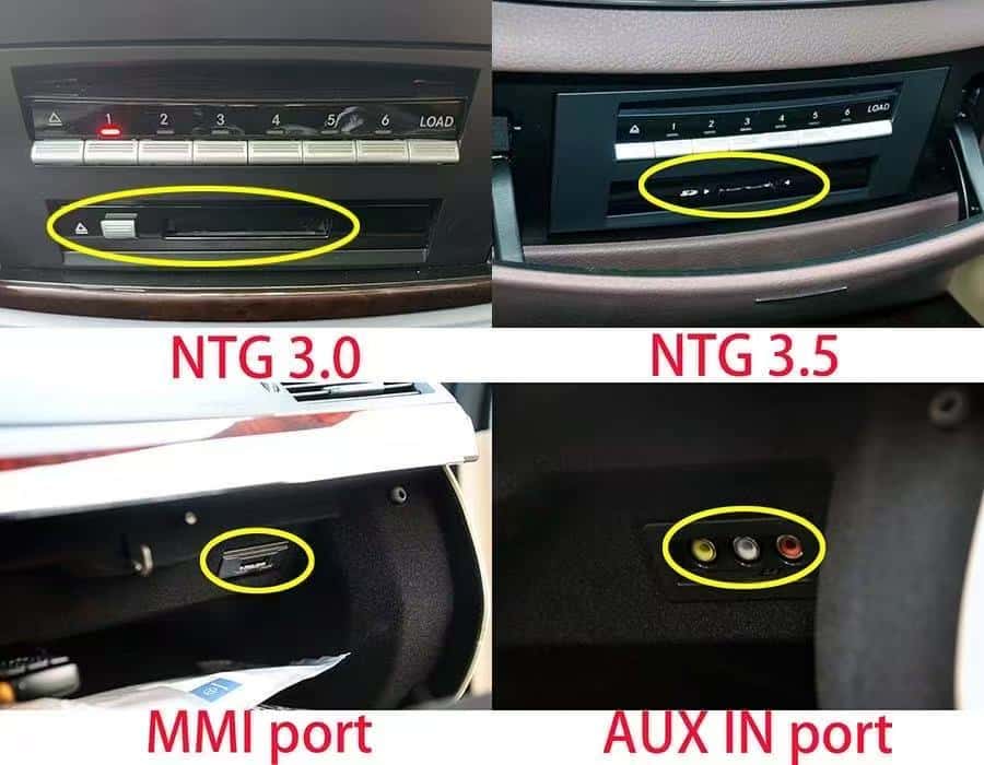 เมอร์เซเดส เอส-คลาส NTG 3.0 NTG 3.5 ตรวจสอบพอร์ต MMI และพอร์ต AUX IN ก่อนสั่งซื้อชุดหน้าจอแอนดรอยด์