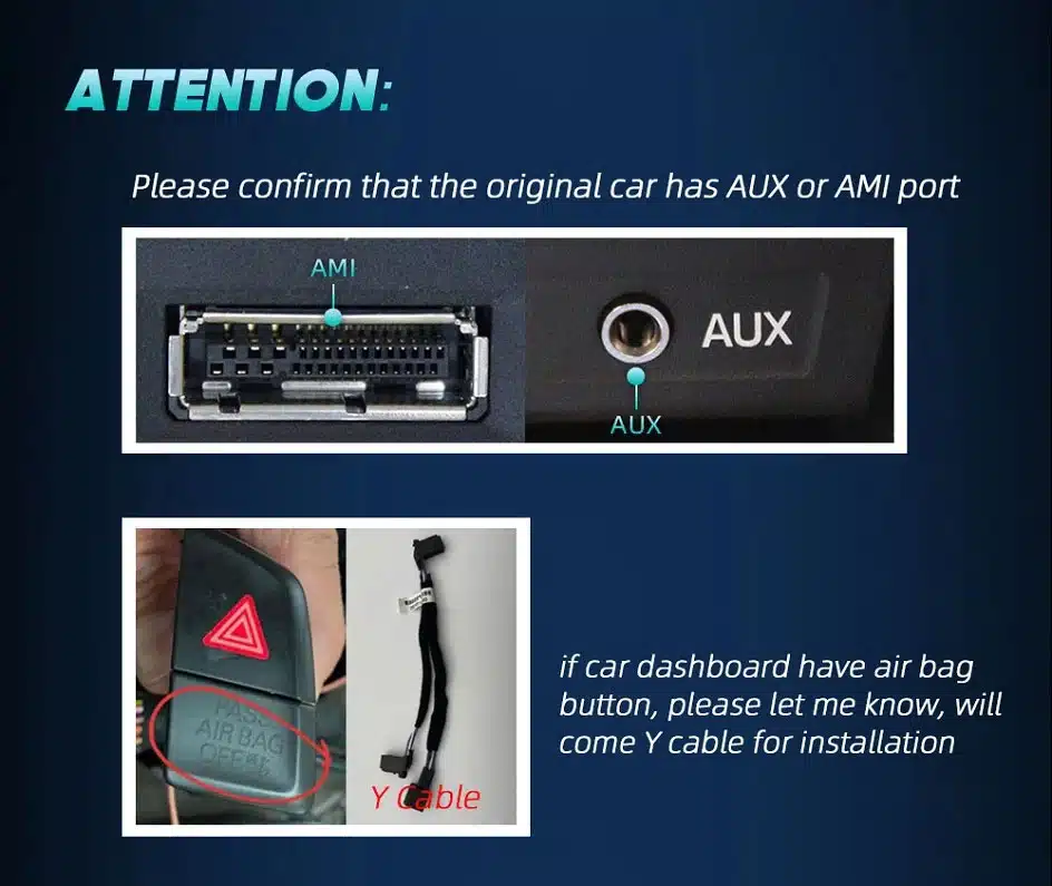 Audi A4 A5 2017-2021 Android head unit AMI AUX port and Y cable confirmation before installation
