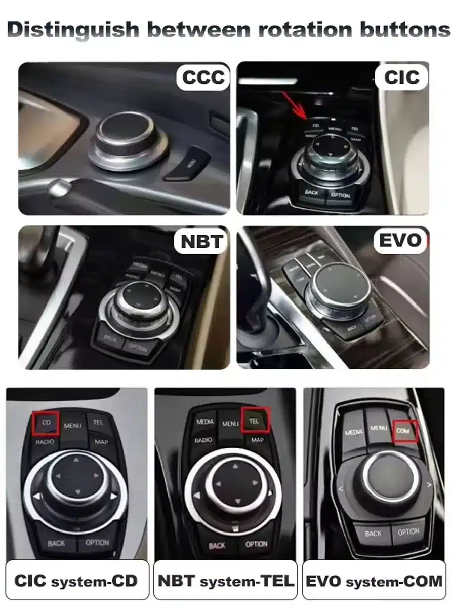 BMW CCC CIC NBT EVO system identification guide for BMW F30 Android screen