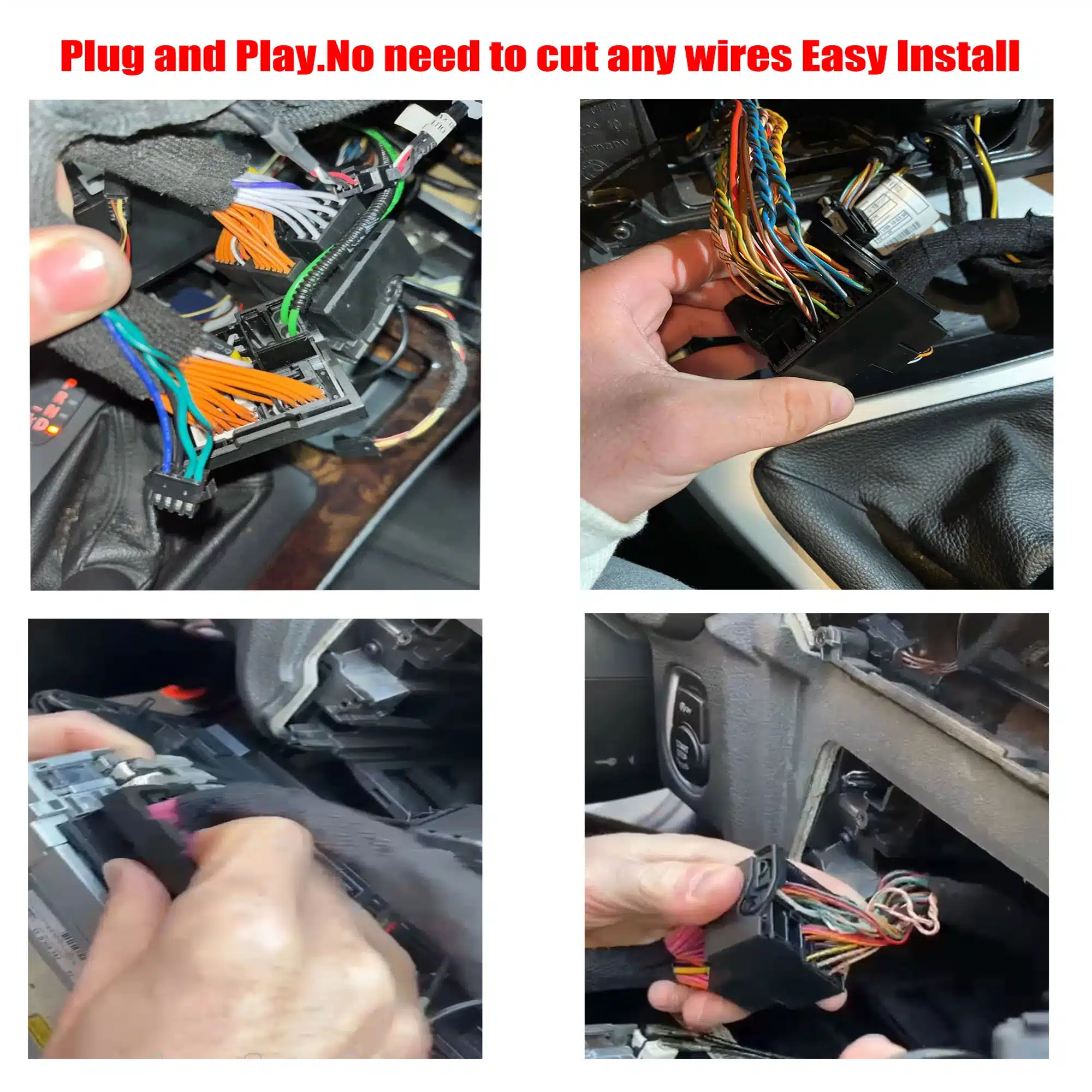 BMW 3 Series E90 Android Head Unit plug and play harness connection without cutting supported factory wiring