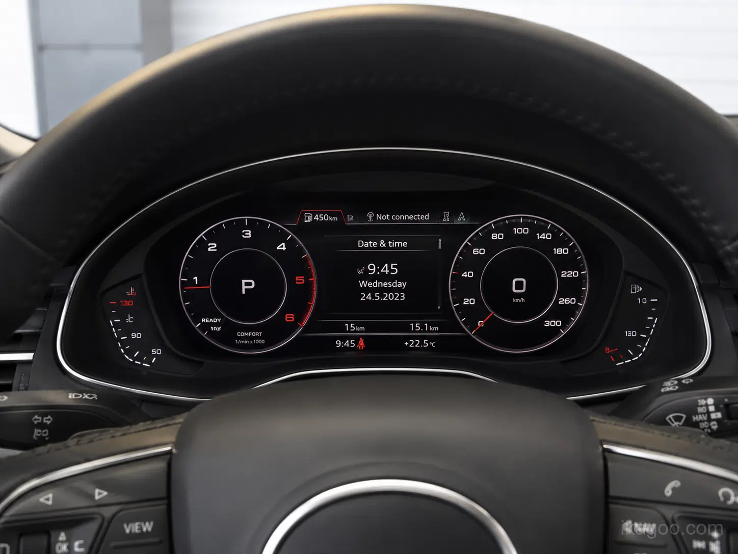 Digital instrument cluster installed in a vehicle