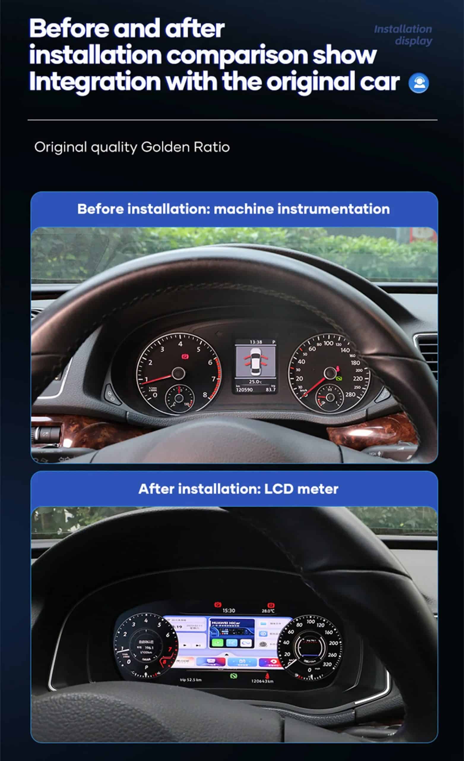 Analog instrument cluster and digital instrument cluster visual comparison