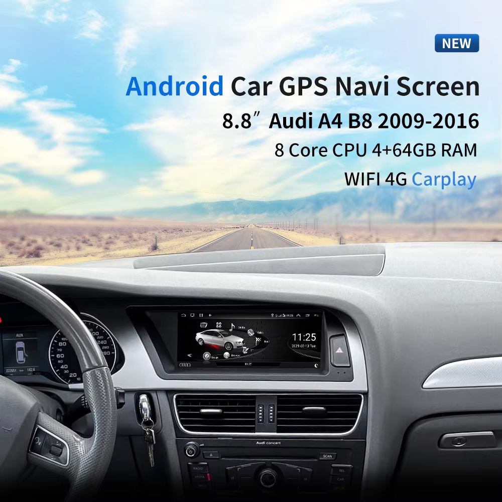 Audi A4 A5 Android Radio 8.8 inch installed dashboard view