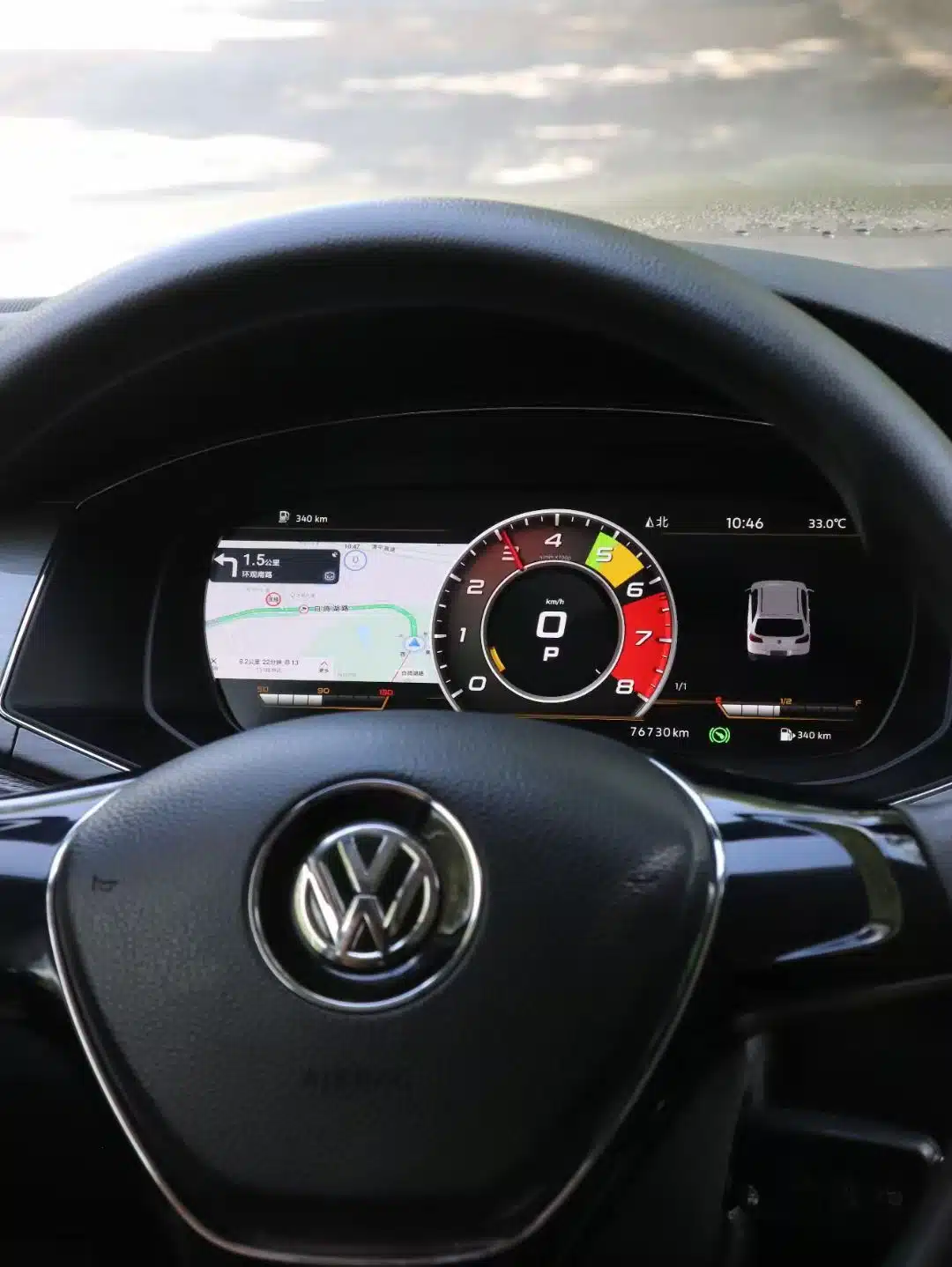 VW Passat B8 Digital Instrument Cluster map and route guidance display