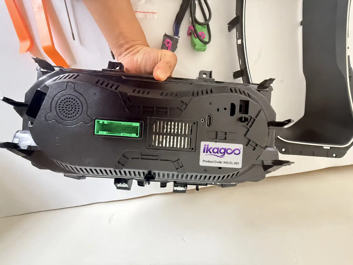 Digital instrument cluster rear label and connector layout used for version identification