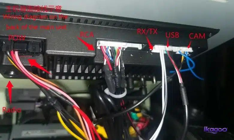 Close-up of Ford F-150 radio harness connections