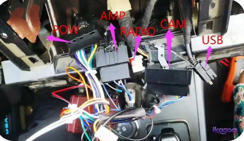 Connecting the Ford F-150 radio harness behind the dashboard
