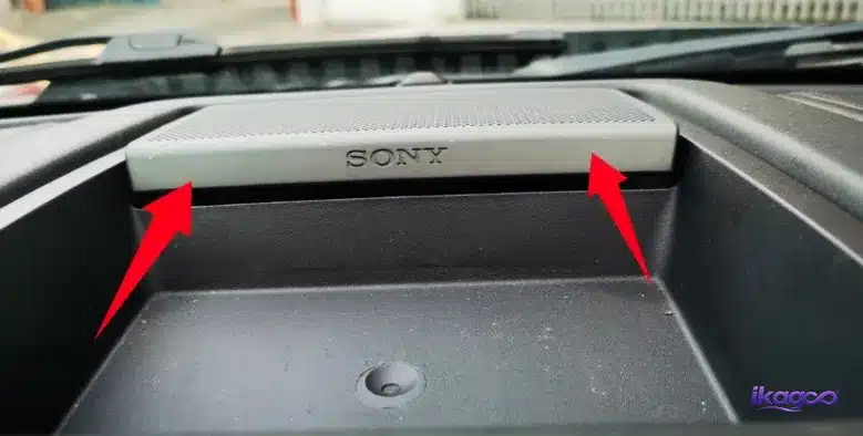 Ford F-150 Sony center speaker grille before removal