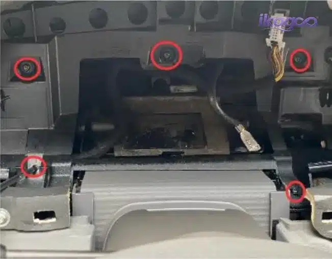 Mercedes W221 original dashboard section unplug and removal before Android screen retrofit