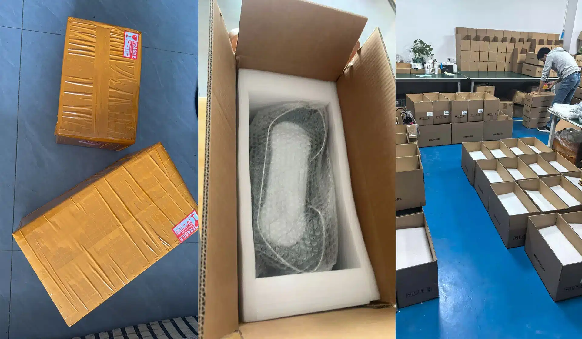 Digital instrument cluster protected with fitted foam before international shipment