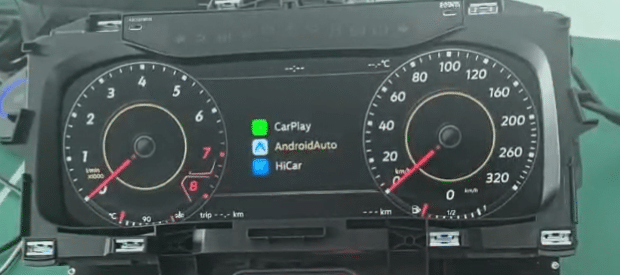 Menu de connectivité du tableau de bord numérique Audi/VW pour CarPlay et HiCar