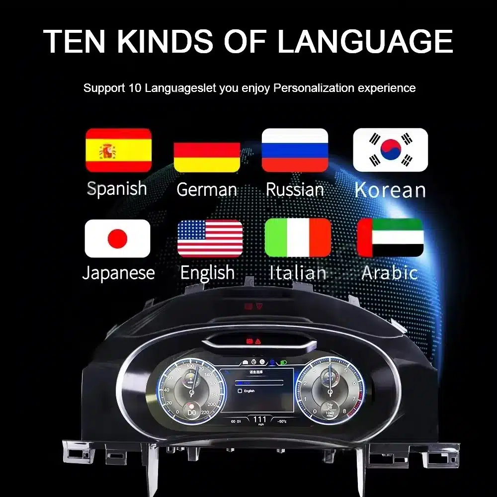 VW Touareg Digital Cluster ten language interface support