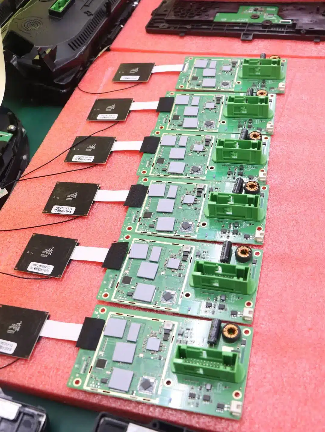 Real digital instrument cluster mainboards showing PCB components and connectors