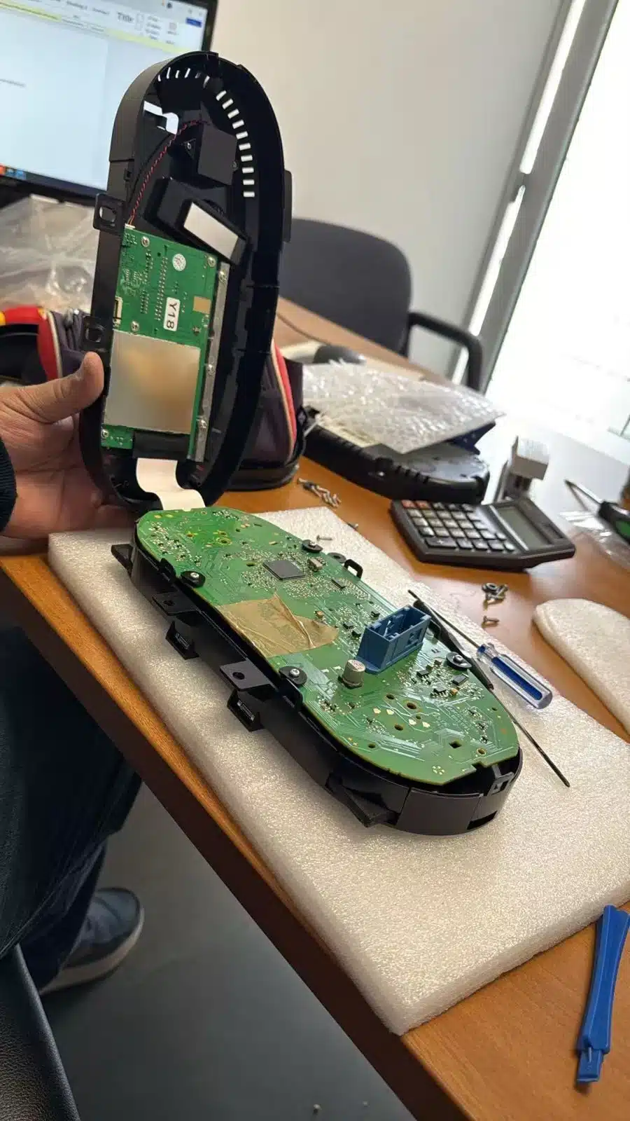 Second real digital instrument cluster mainboard showing a different PCB implementation