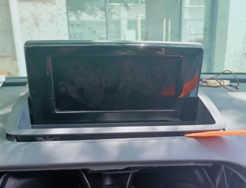 Audi Q3 factory display removal before Android screen upgrade