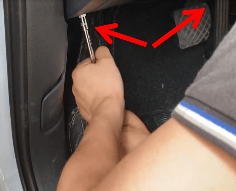 Audi Q3 lower dashboard screws removed for Android head unit installation