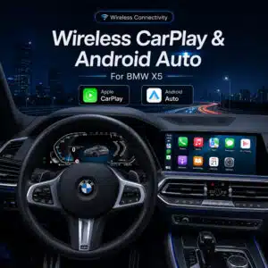 BMW X5 E70 digital cluster with wireless CarPlay and Android Auto connectivity