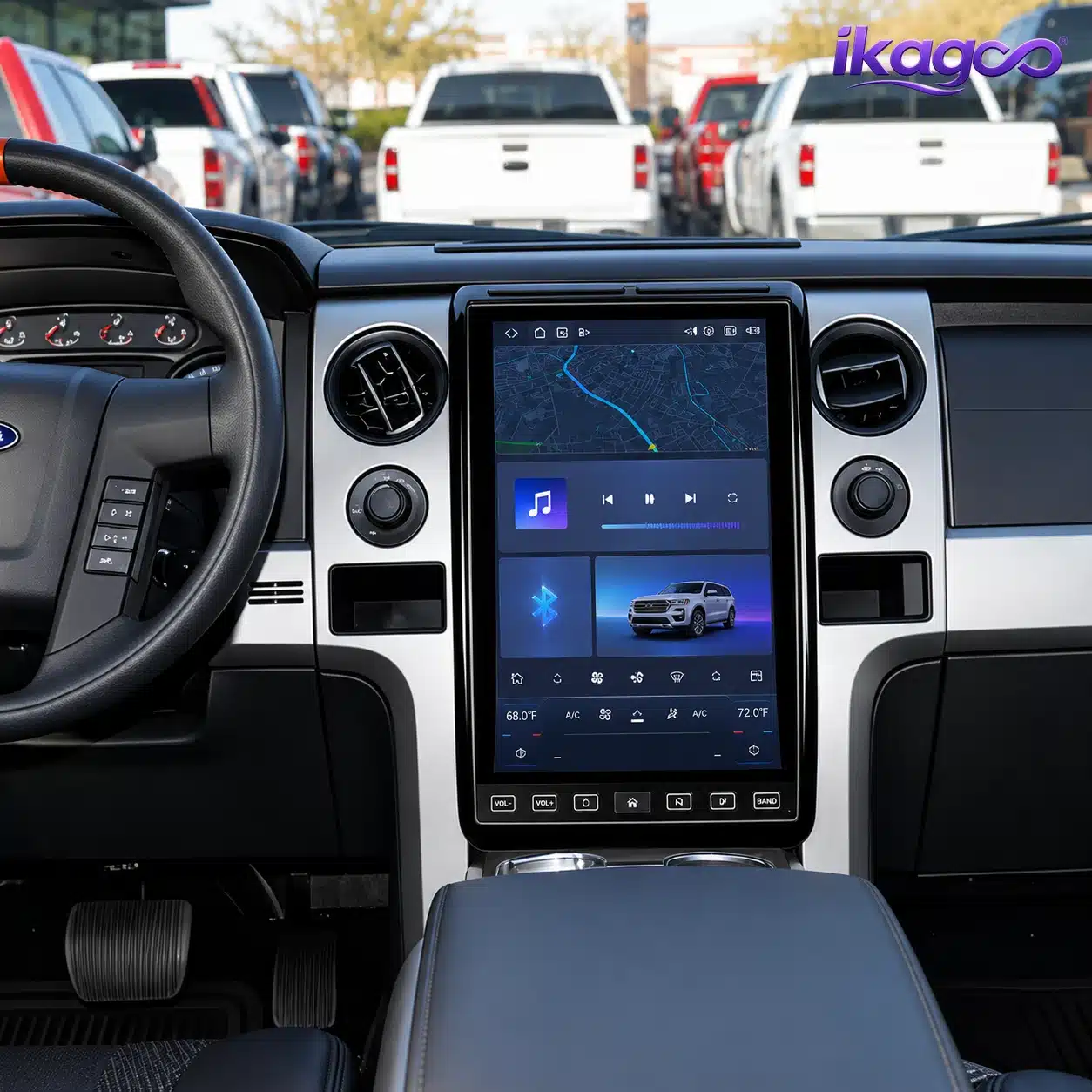 Ecrã Tesla de 14,5 polegadas para o Ford F150 instalado no painel de instrumentos