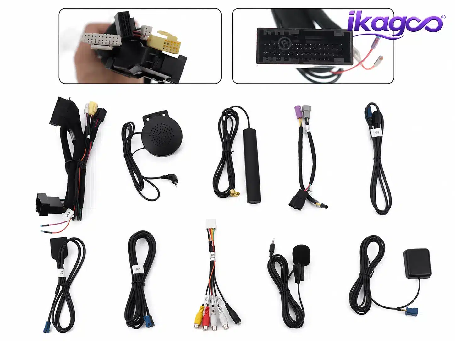 Chicote elétrico e acessórios da unidade principal Android para o Ford F150