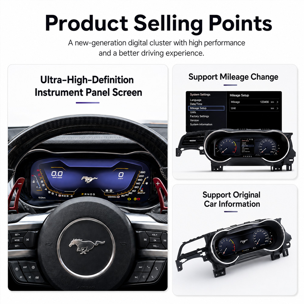 Ford Mustang Digital Instrument Cluster original vehicle data display