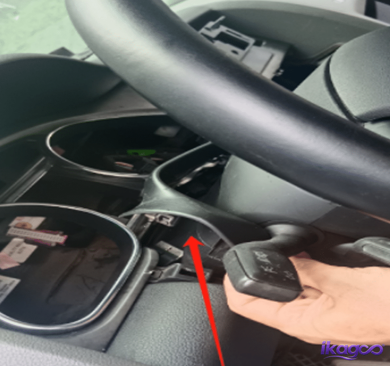 Audi Q7 center console access near shifter during Android head unit installation