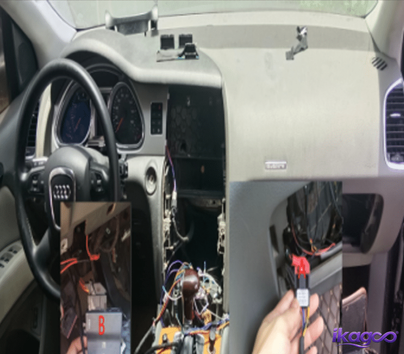 Audi Q7 front cabin connector and harness routing for Android screen installation