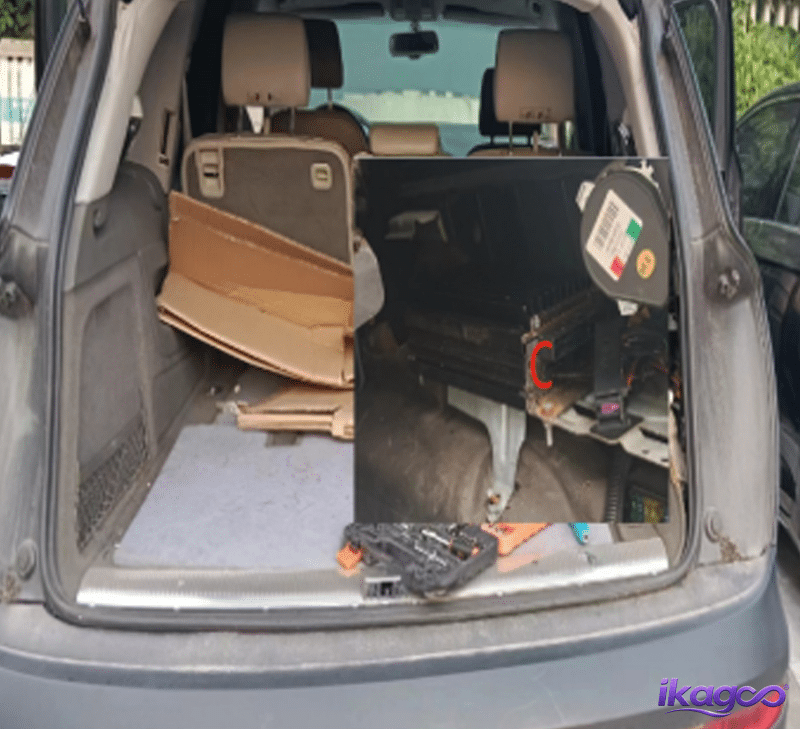 Audi Q7 rear cargo factory amplifier and MOST access location
