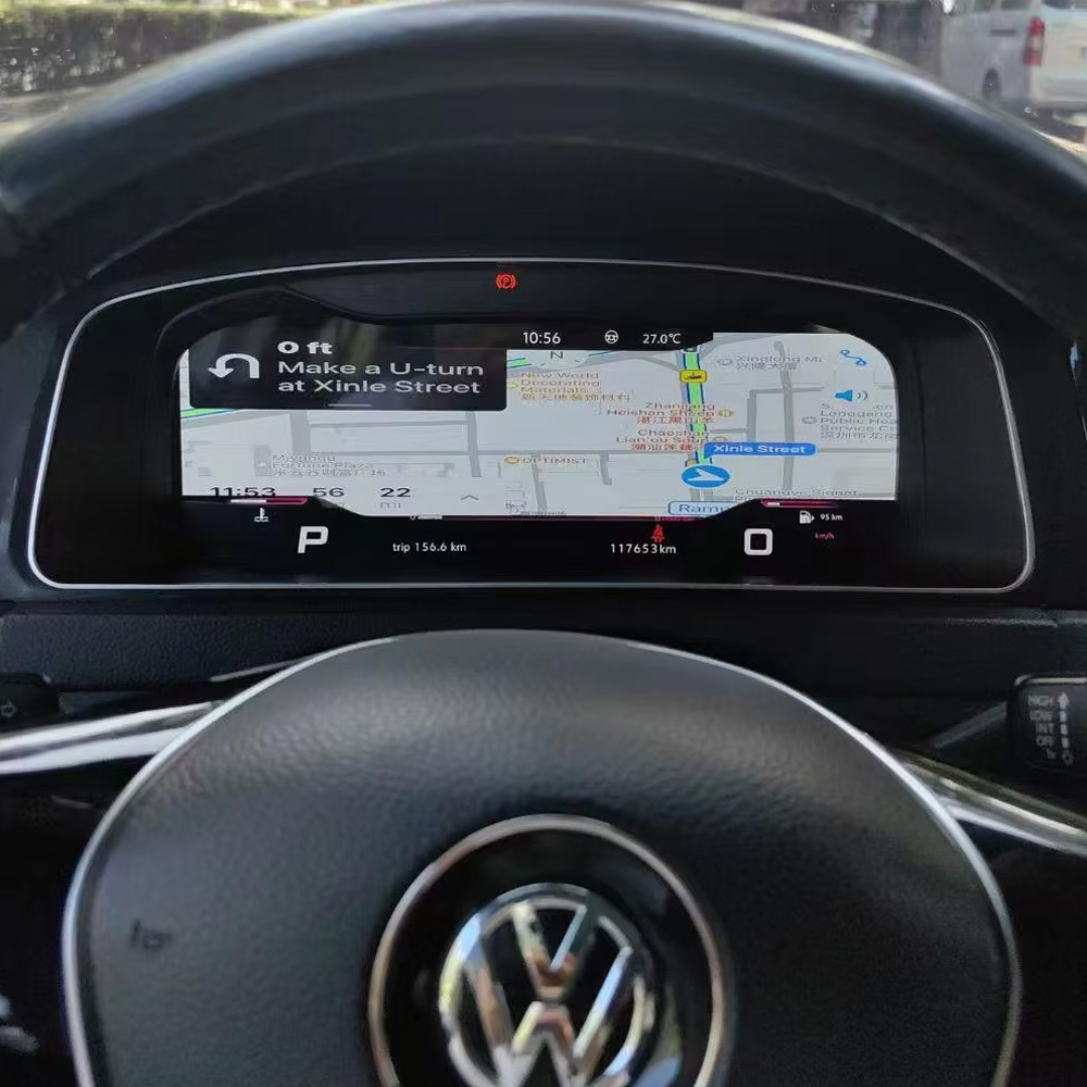 VW Golf Mk7 Virtual Cockpit CarPlay navigation map displayed in instrument cluster