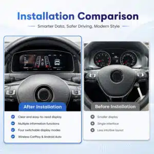 VW Golf Mk7 virtual cockpit comparison showing smarter data safer driving modern style