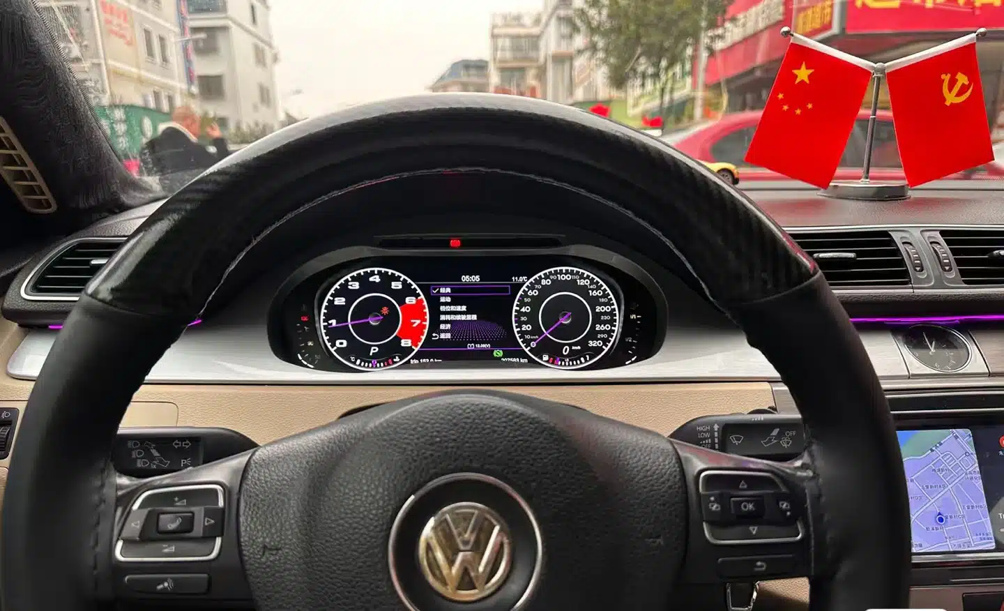 VW Passat B6 B7 CC Digitaal Instrumentenpaneel CarPlay Android Auto navigatiekaart weergave