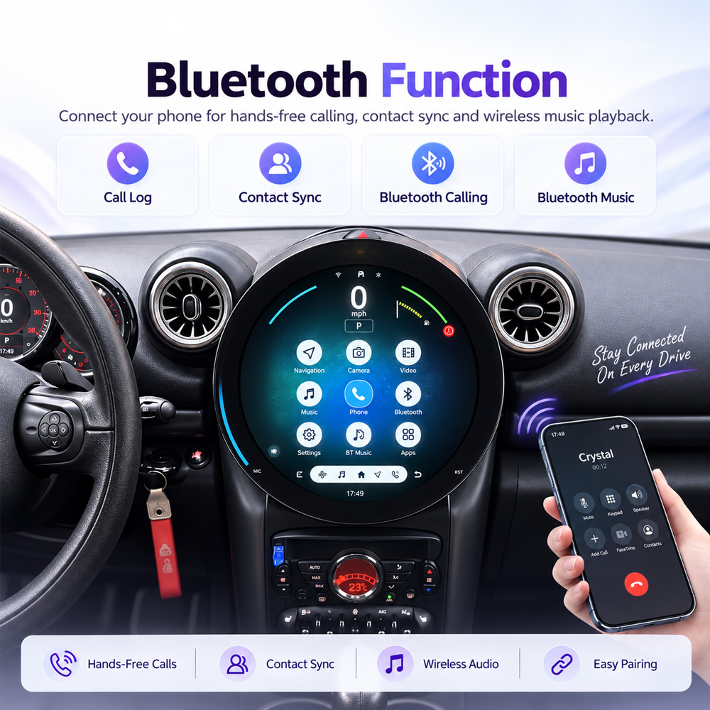 MINI Countryman R60 Android Head Unit Bluetooth phone and audio interface