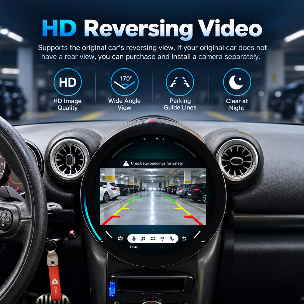 MINI R60 Android Head Unit rear camera reversing display function