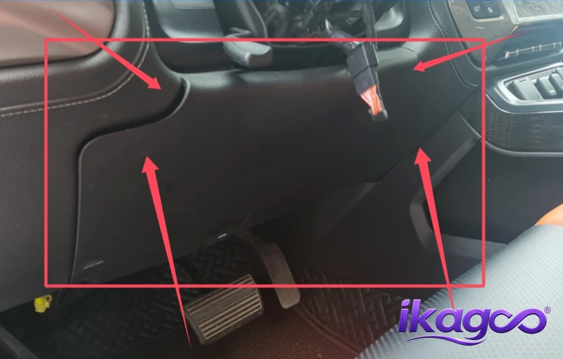 Chevrolet Silverado Digital Cluster Installation step 1 loosen lower steering wheel shield