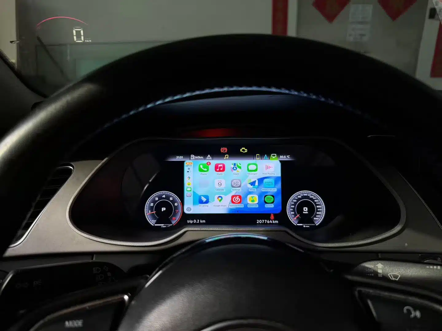 Audi A4 B8 Digital Instrument Cluster 2009-2012 installed cockpit with CarPlay digital display