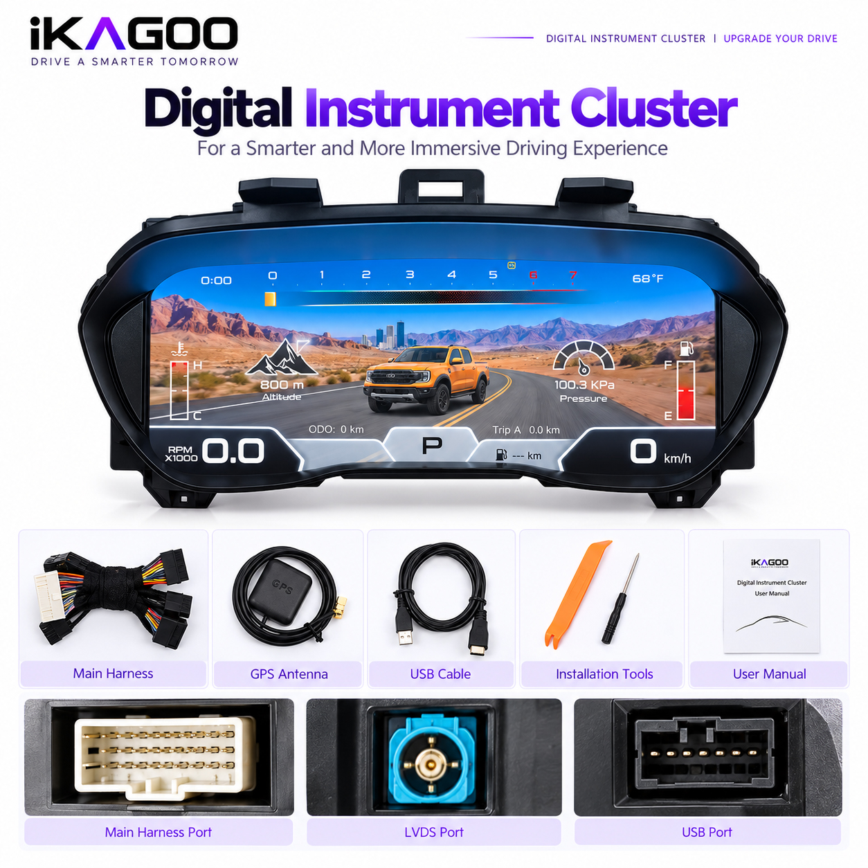 Ford Ranger Everest Digital Instrument Cluster harness LVDS USB ports and accessories