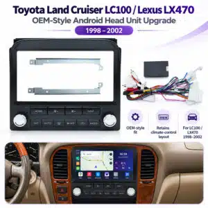 Lexus LX470 Toyota Land Cruiser LC100 Android head unit with OEM-style dashboard integration