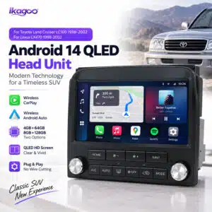 Toyota Land Cruiser LC100 Lexus LX470 Android 14 QLED head unit with CarPlay