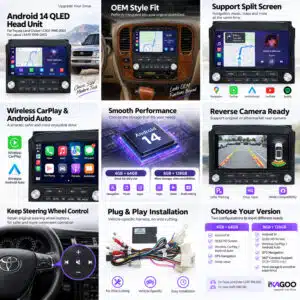 Lexus LX470 LC100 Android head unit installed dashboard and feature comparison
