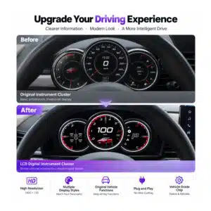 MINI Cooper F55 F56 F57 digital instrument cluster before and after comparison