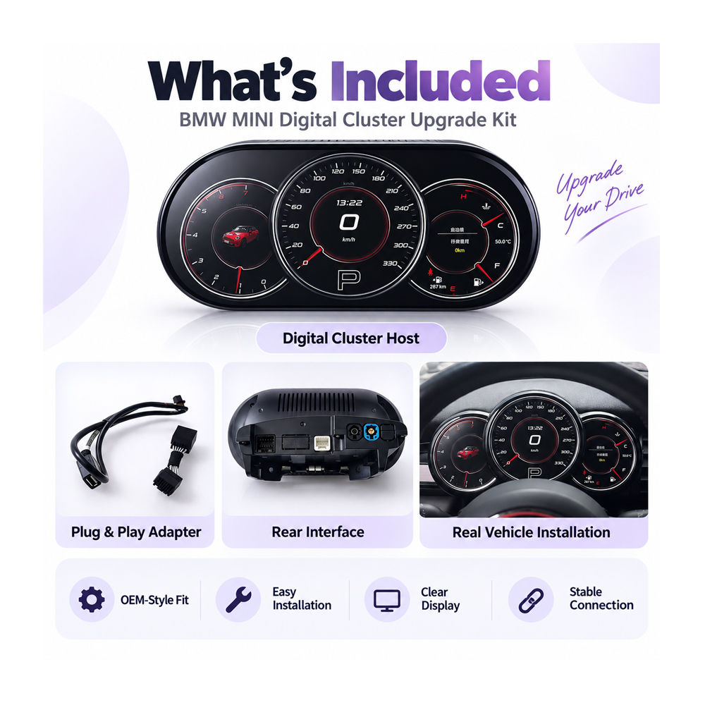 MINI Cooper F55 F56 F57 digital instrument cluster included adapter and rear interface