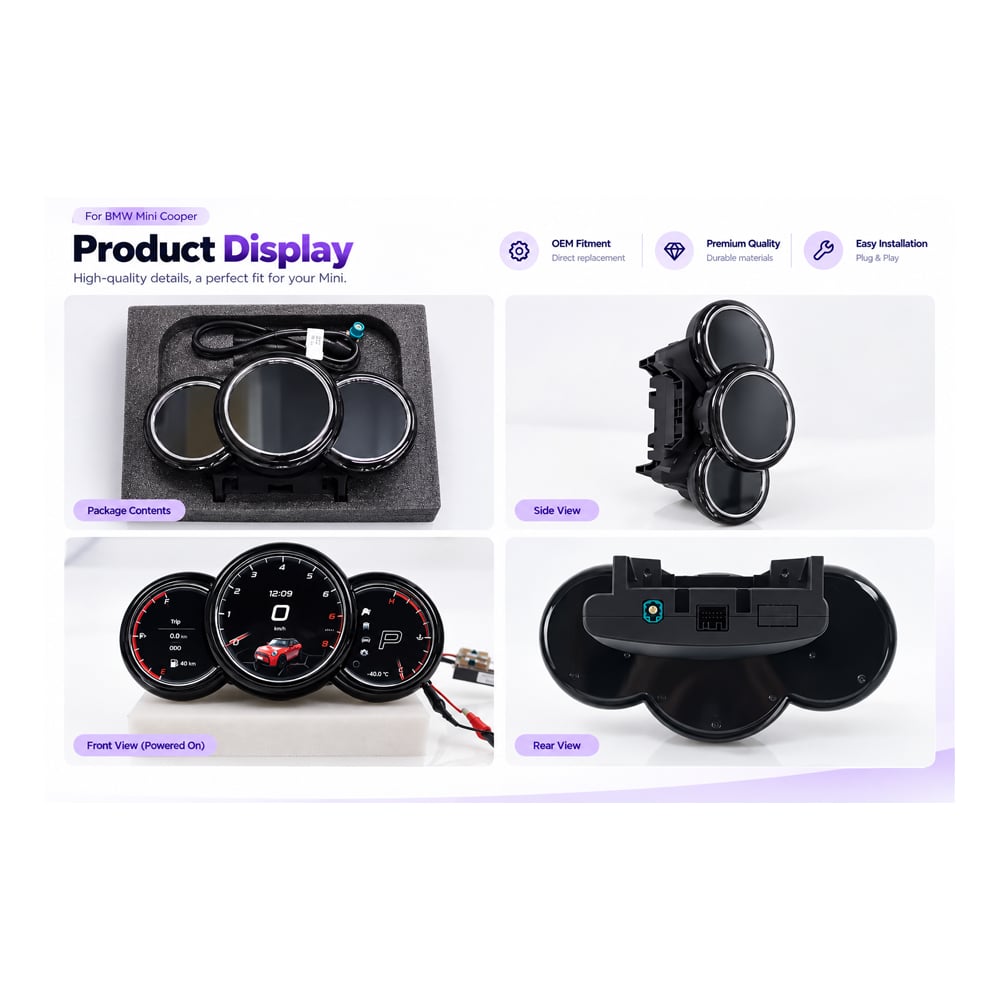 MINI Cooper F55 F56 F57 12.3 inch digital instrument cluster product display