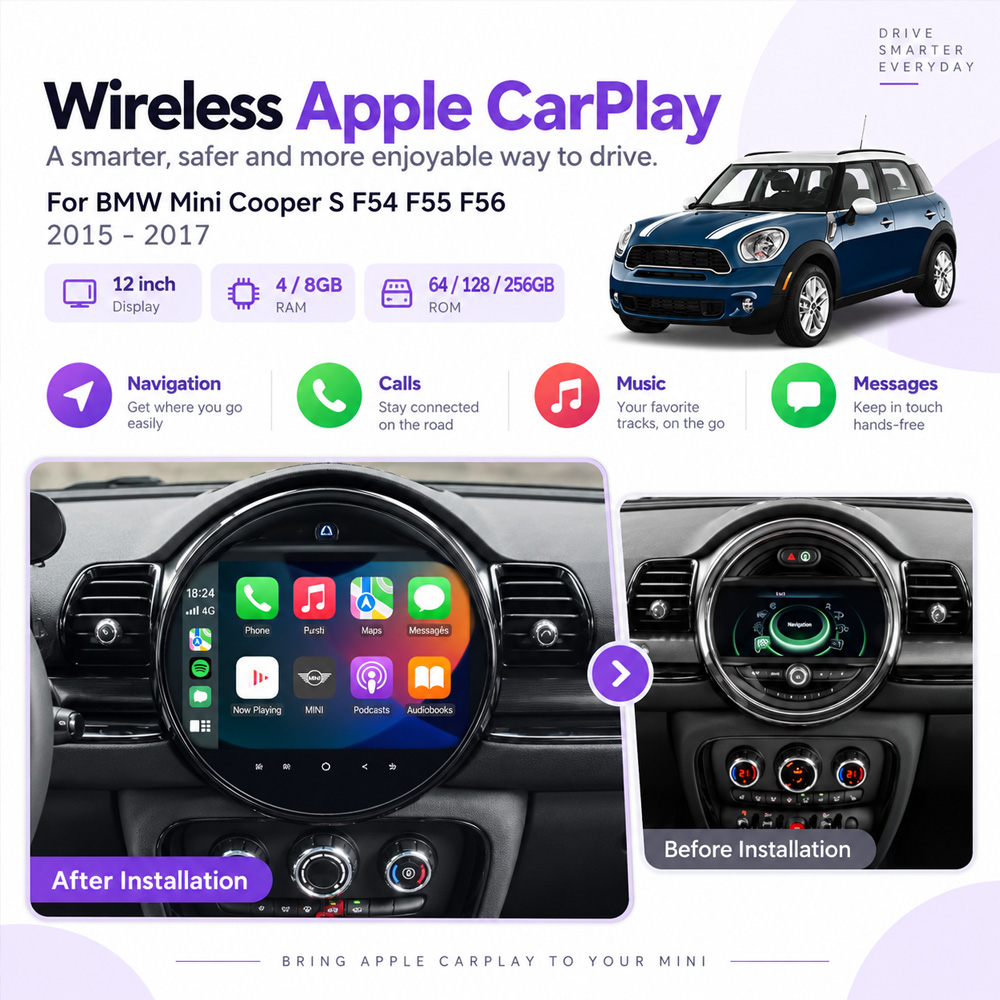 Wireless Apple CarPlay BMW MINI F54 F56 F60 Android Head Unit
