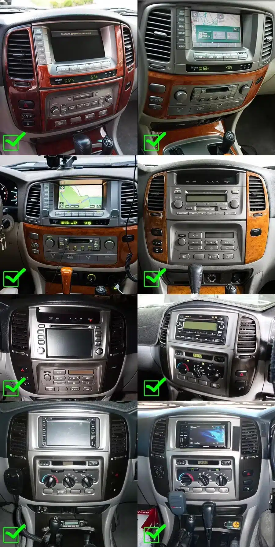 Supported Toyota Land Cruiser 100 Lexus LX470 2002 2007 factory dashboard configurations